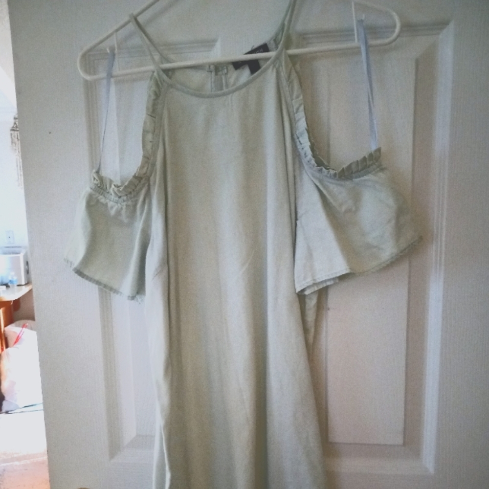 Girls blue cold shoulder dress size M (10)